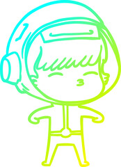 cold gradient line drawing cartoon curious astronaut