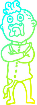 cold gradient line drawing cartoon mad man