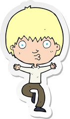 sticker of a cartoon excited boy