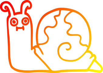 warm gradient line drawing cartoon snail