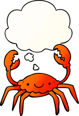 cartoon crab and thought bubble in smooth gradient style