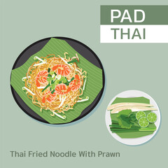 Pad Thai - Thai Fried Noodle with Prawn - Thai food style.
