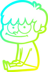cold gradient line drawing happy cartoon man