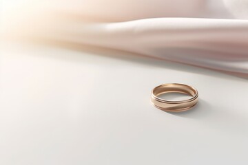 Wedding rings on a white background. Wedding day concept. Wedding content with Copy Space.