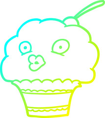 cold gradient line drawing funny cupcake