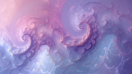 Fototapeten Minimalistic spirals and swirls converging in an elegant dance, bathed in a gradient of soft and soothing colors. © The Image Studio