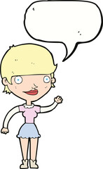 cartoon woman with idea with speech bubble