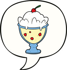 cartoon tasty dessert and speech bubble