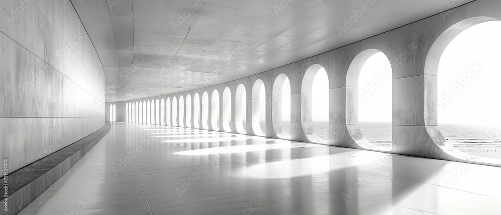 Aufkleber a white space architecture abstract, a perspective on future building design