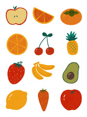 set of fruits and vegetable Illustration