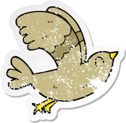 retro distressed sticker of a cartoon bird