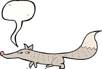 cartoon little wolf with speech bubble