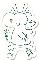 grunge sticker of tattoo style cute elephant