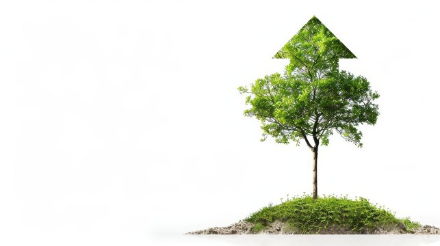Branches grow out of a tree in arrow shape. Business concept image.