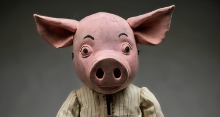  Piggy's Persona - A whimsical blend of porcine and human charm - obrazy, fototapety, plakaty