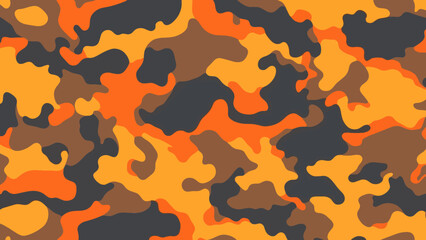 Military camouflage seamless orange pattern background. Vector illustration.