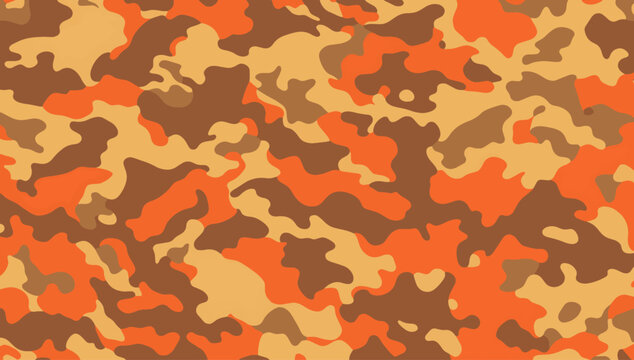 Orange camouflage pattern background. Military camouflage seamless pattern background. Vector illustration.