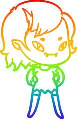 rainbow gradient line drawing cartoon friendly vampire girl