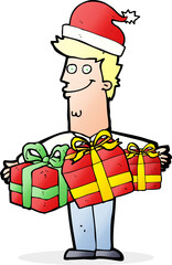 cartoon man with gifts