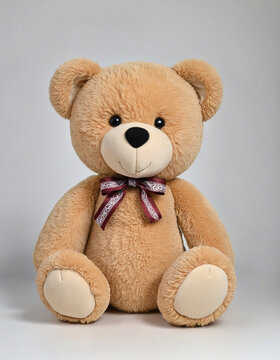 Teddy bear with beige ribbon 3d cute toy