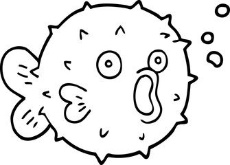 line drawing cartoon blow fish