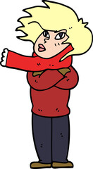 cartoon doodle girl with scarf