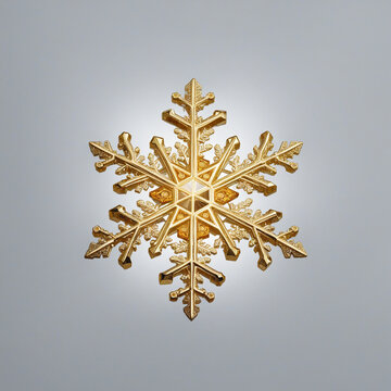 Golden snowflake 3d isolated design decorative element