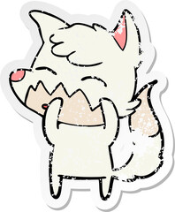 distressed sticker of a cartoon fox