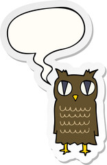 cartoon owl and speech bubble sticker