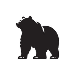 Wild Majesty: Vector Bear Silhouette - Capturing the Untamed Beauty of Nature's Noble Creature in Elegant Form. Vector Bear Illustration.