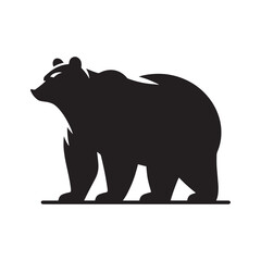 Wild Majesty: Vector Bear Silhouette - Capturing the Untamed Beauty of Nature's Noble Creature in Elegant Form. Vector Bear Illustration.