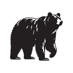 Wild Majesty: Vector Bear Silhouette - Capturing the Untamed Beauty of Nature's Noble Creature in Elegant Form. Vector Bear Illustration.