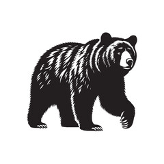 Wild Majesty: Vector Bear Silhouette - Capturing the Untamed Beauty of Nature's Noble Creature in Elegant Form. Vector Bear Illustration.