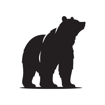 Wild Majesty: Vector Bear Silhouette - Capturing the Untamed Beauty of Nature's Noble Creature in Elegant Form. Vector Bear Illustration.