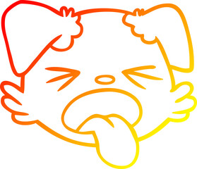 warm gradient line drawing cartoon dog face