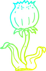 cold gradient line drawing cartoon wild flower