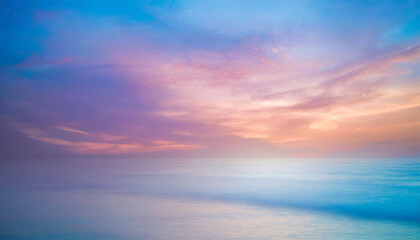 Naklejka na ściany i meble Blurred sunset sky and ocean, pastel colors, serene nature background