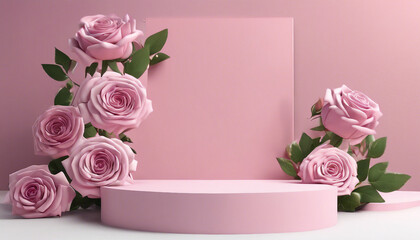 Podium background flower rose product pink