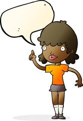 cartoon woman with idea with speech bubble