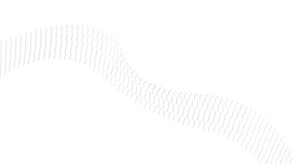 Abstract halftone flowing wavy dots shape isolated on transparent background. Flowing dot particles wave pattern halftone black smooth curve isolated on transparent background. vector illustration