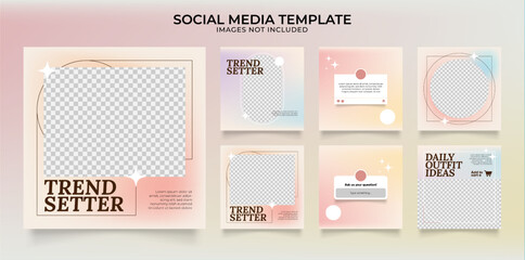 social media template banner blog fashion sale promotion. fully editable instagram and facebook square post frame puzzle organic sale poster. fresh colorful vector background - obrazy, fototapety, plakaty