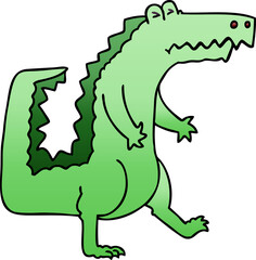 quirky gradient shaded cartoon crocodile