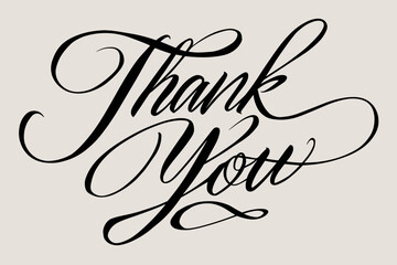 Thank you Hand drawn lettering. Calligraphic Lettering, Typographyc vector illustration.
