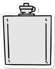 sticker of a quirky hand drawn cartoon hip flask