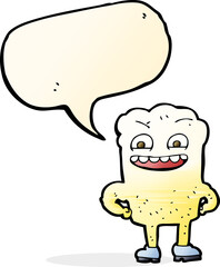 cartoon happy tooth with speech bubble