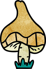 textured cartoon doodle of a single mushroom