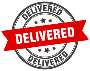 delivered stamp. delivered label on transparent background. round sign