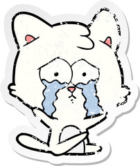 distressed sticker of a cartoon cat