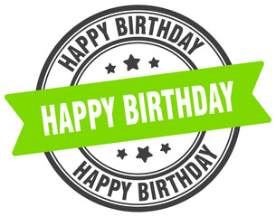 happy birthday stamp. happy birthday label on transparent background. round sign