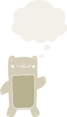 cartoon teddy bear and thought bubble in retro style